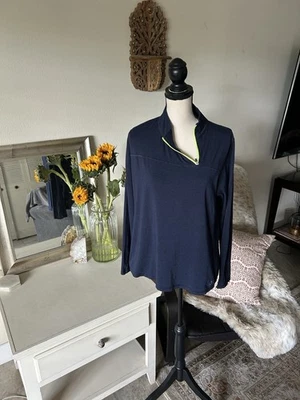 Tasc Performance Bamboo Organic Cotton Navy 1/4 Zip Pullover Women’s Top XL — 第 1/4 张图片