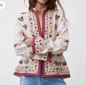 Zara bestickte Bohemian Jacke Damen Gr. Medium - Bild 1 von 10