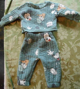 Disney BABY MICKEY DONALD JOGGER OUTFIT 2 Piece Set TOP & PANTS SAGE GREEN NEWB - Picture 1 of 3
