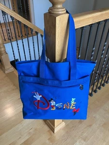 Disney Mickey Mouse, Royal blue Canvas Tote Bag -EUC Zippered top and side - Picture 1 of 6