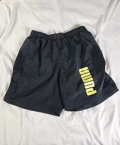 Puma Men's Sweat Shorts Size MEDIUM Black With White Emblem Active Wear  - Picture 1 of 7
