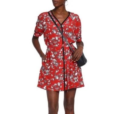 Mini Vestido Rag & Bone Zac Rojo Floral Seda Foto 1 de 4