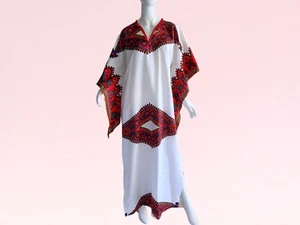 1970s Vintage Dashiki White Kimono Hippy Festival Summer Caftan Maxi xl - Picture 1 of 6
