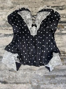 NWT 2014 Rare Victorias Secret Boned Polka Dot French Maid Sexy Corset Bustier M - Picture 1 of 4