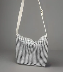 Vintage Whiting & Davis White Metal Mesh Purse Shoulder Bag - Picture 1 of 6