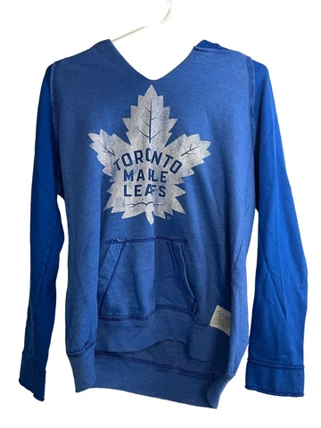 Retro Brand Toronto Maple Leaves Hoodie Blue Colorblock Raglan Sleeve Small Cover