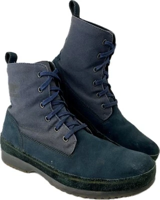 Sorel Men’s Woodbine Surplus Boots sz 12 Canvas Suede Blue Black Lace up — 第 1/4 张图片