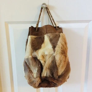 VTG 1960s Genuine Kangaroo Fur Bag Purse Cinch Sack Boho Australia Joey Fashions - Picture 1 of 5