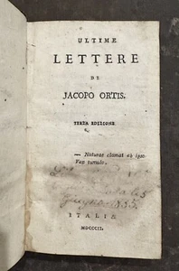 Jacopo Ortis ULTIME LETTERE terza edizione RARO agnello nobile 1802 - Photo 1/2