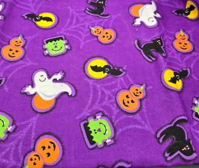Ghostly Webs Springs Creative Halloween Fabric Sewing Quilting Purple .75 Yards - Image 1 of 4