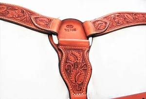 Collar de pecho de cuero Sheridan Billy Cook Pro Roper equipado a mano tachuela de caballo CHN - Imagen 1 de 2