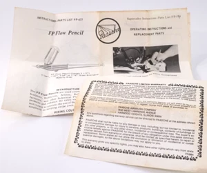 Paasche Airbrush FP Flow Pencil Instructions Parts List FP-677 - Picture 1 of 3