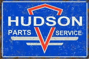 HUDSON PARTS GARAGE SERVICE STATION WEATHERED BUILDING SIGN DECAL 3X2 DD110 - Picture 1 of 1