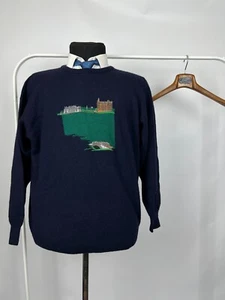 Pringle of Scotland Men's Golf Design Navy Blue Wool Sweater Pullover Size XL - Picture 1 of 9