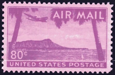 U.S. STAMP #C46  --- 80c HAWAII AIRMAIL — XF  - MINT - GRADED 90  - Image 1 of 2
