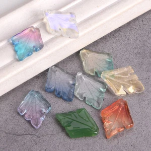 10pcs Rhombus Maple Leaf Shape 25x18mm Lampwork Crystal Glass Loose Beads Lot - Picture 1 of 10