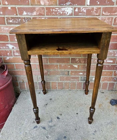 Antique Solid Oak End Table Desk Night Stand Cover
