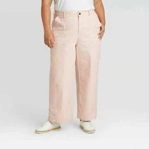 Women's Highest Rise Wide Leg Cropped Jeans Universal Thread Pink Size 10 - Picture 1 of 8
