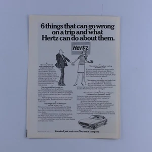 Hertz Mustang 1970 de colección 6 cosas que podrían salir mal impresión original anuncio 8,5 x 11 - Imagen 1 de 7