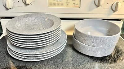 Vintage Semi-Set of Mikasa Dinnerware (13 Pieces Total) Ultrastone Grey - Image 1 of 4
