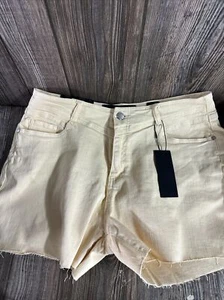 Chic Denim Didi Shorts Womens Size 14 Skinny High Waistyellow Wash Harley Corset - Picture 1 of 9