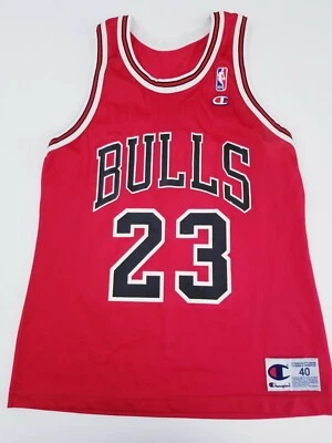 VINTAGE Michael Jordan Rare Chicago Bulls Champion 90s Jersey White Letters 23 - Image 1 of 4