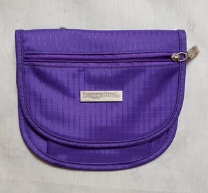 Baggallini lila Tasche ohne Riemen 3 Reißverschlüsse Druckknopfverschluss 5 x 5,5 x,25" Logo - Bild 1 von 7