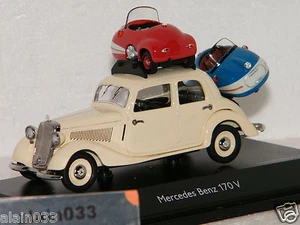 Mercedes Benz 170V + 2 Brütsch Mopetta Schuco 1/43 Ref 450227000 - Imagen 1 de 2