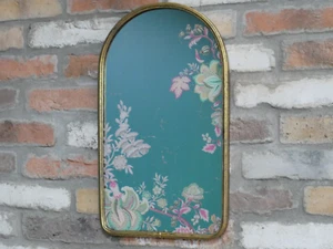 Vintage Style Antiqued Gold Arched Floral & Paisley Mirror Home Decor Wall Art - Picture 1 of 4