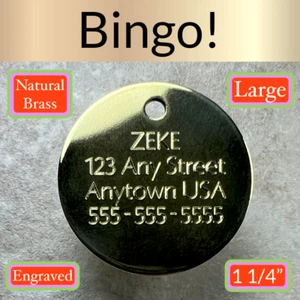 Custom Engraved Dog Tags Personalized Dog Collar Pet Tags Engraved BRASS CIRCLE - Picture 1 of 9