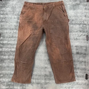Carhartt Carpenter Double Knee Pants Mens 42x30 Loose Fit Dark Brown B136-DKB - Picture 1 of 10