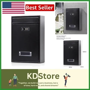 Large Capacity Black Locking Mailbox with Security Features, Easy Installation - Picture 1 of 11
