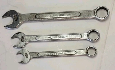 罕见 Lakeside 复古扳手组合盒 开封 7/16 1/2 5/8 12pt — 第 1/4 张图片