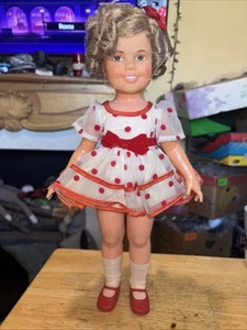 Vintage Ideal 1972 Shirley Temple Doll 16" Vinyl Stand Up Red Polka Dot Dress - Picture 1 of 21