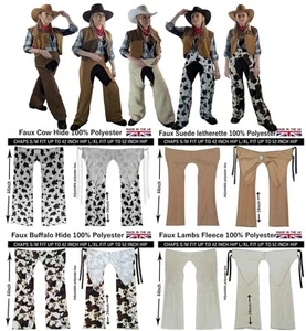 Ladies Womens Cowgirl Western Chaps Hen Party Chaparreras Wild West Fancy Dress - Picture 1 of 43