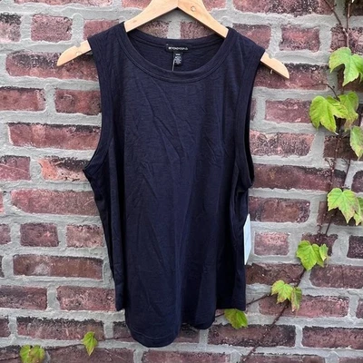 NUEVA Camiseta sin mangas relajada talla pequeña Beyond Yoga Signature dobladillo curvo negra cuello redondo Foto 1 de 4