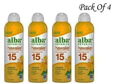 Spray protector solar Alba Botanica, amplio espectro FPS 15, 5 FL oz (paquete de 4) Foto 1 de 4
