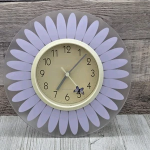 Sterling & Noble Daisy Ticking Wall Clock - Light Purple Flower Butterfly - 8" - Picture 1 of 4