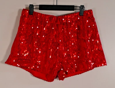 Spirit Womens Sequin Hot Pants Size PL Red Booty Shorts Costume Party Club Rat - Image 1 of 4