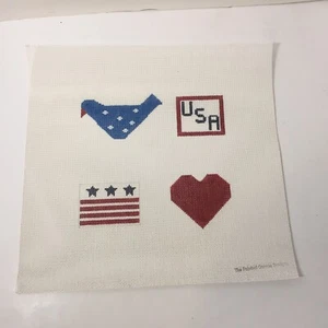 USA Bird Heart Flag Needlepoint Canvas Patriotic 13.5" x 14" 13 Count - Picture 1 of 5