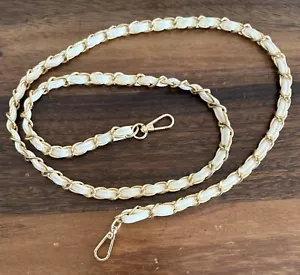 White faux Leather Purse Chain 44" Strap Handle Shoulder Hand Bag Replacement - Picture 1 of 1