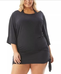 Michael Michael Kors Women's Plus Size Side-Tie Swim Cover-Up Black Size 1X - Picture 1 of 2