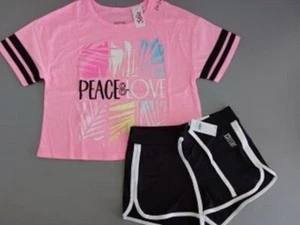 NWT Girls Justice Outfit Crop Top/Dolphin Shorts Size 10 (D) - Picture 1 of 1