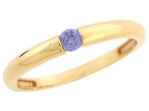 10k or 14k Real Yellow Gold Simulated Amythst Cute Sleek Ladies Band Ring