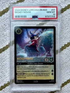 PSA 10 GEMAS COMO NUEVAS Disney Lorcana Mickey Mouse Playful Sorcerer Promo D23 2024 - Imagen 1 de 3