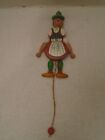 Rare Vintage Wooden 6.5" Pull Doll Puppet Christmas Ornament Made in Austria