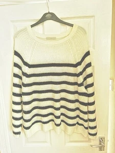 Used Ladies Navy and White Striped Jumper Size 22 by George - Picture 1 of 2