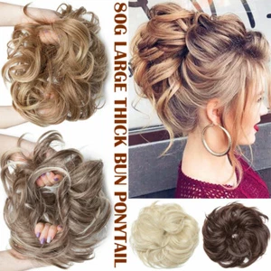 85G Thick Real as Human Messy Bun Hair Piece Scrunchie Updo Wrap Hair Extension - Picture 1 of 49