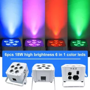 DJ uplighter wireless DMX 6x18W battery powered LED stage par light for party - Picture 1 of 8