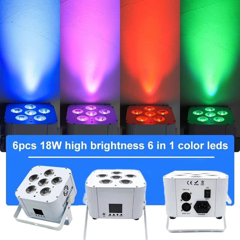 DJ Uplight Wireless DMX 6x18W Battery Powered LED Stage Par light for Party Bar - Image 1 of 4